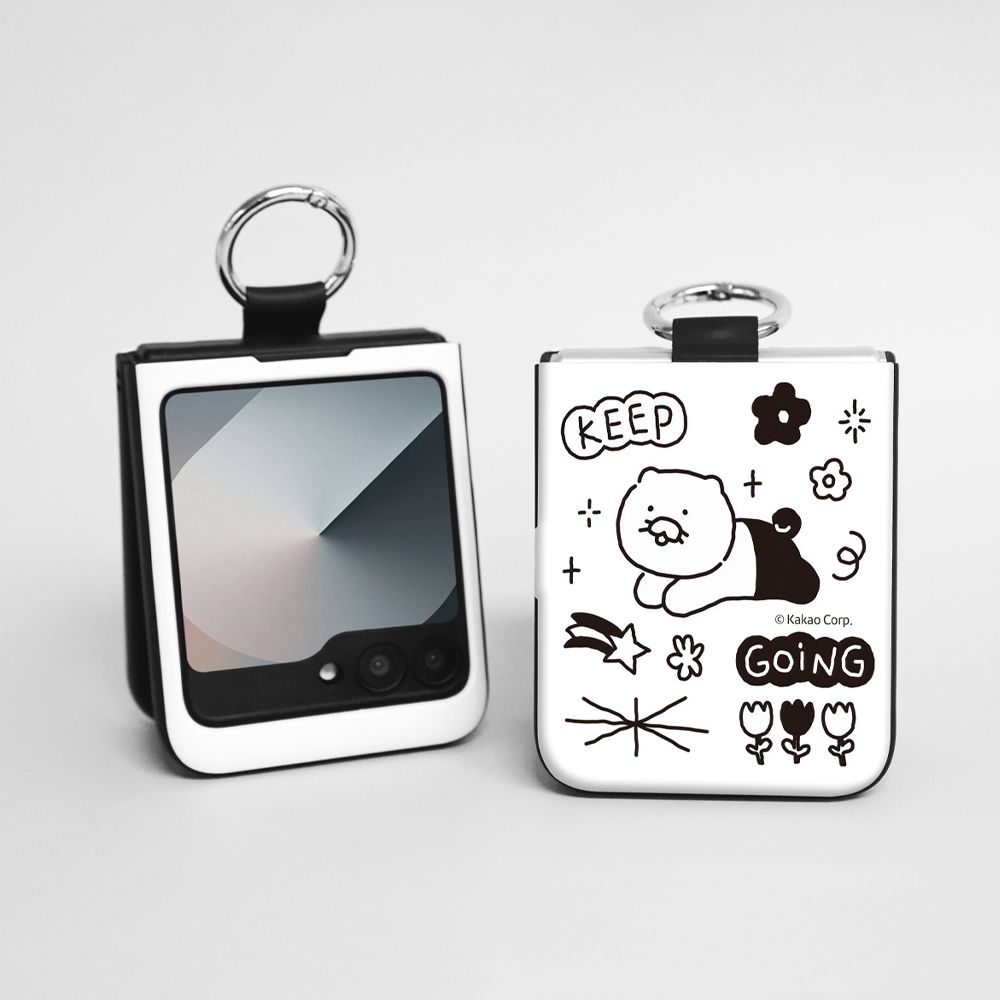 [S2B] KAKAO FRIENDS CHOONSIK Magnetic Door Bumper Wallet Card Case Compatible with Galaxy Z Flip 6 – Dual-Layer Protection, Card Storage (2), Smart Ring - Made in Korea